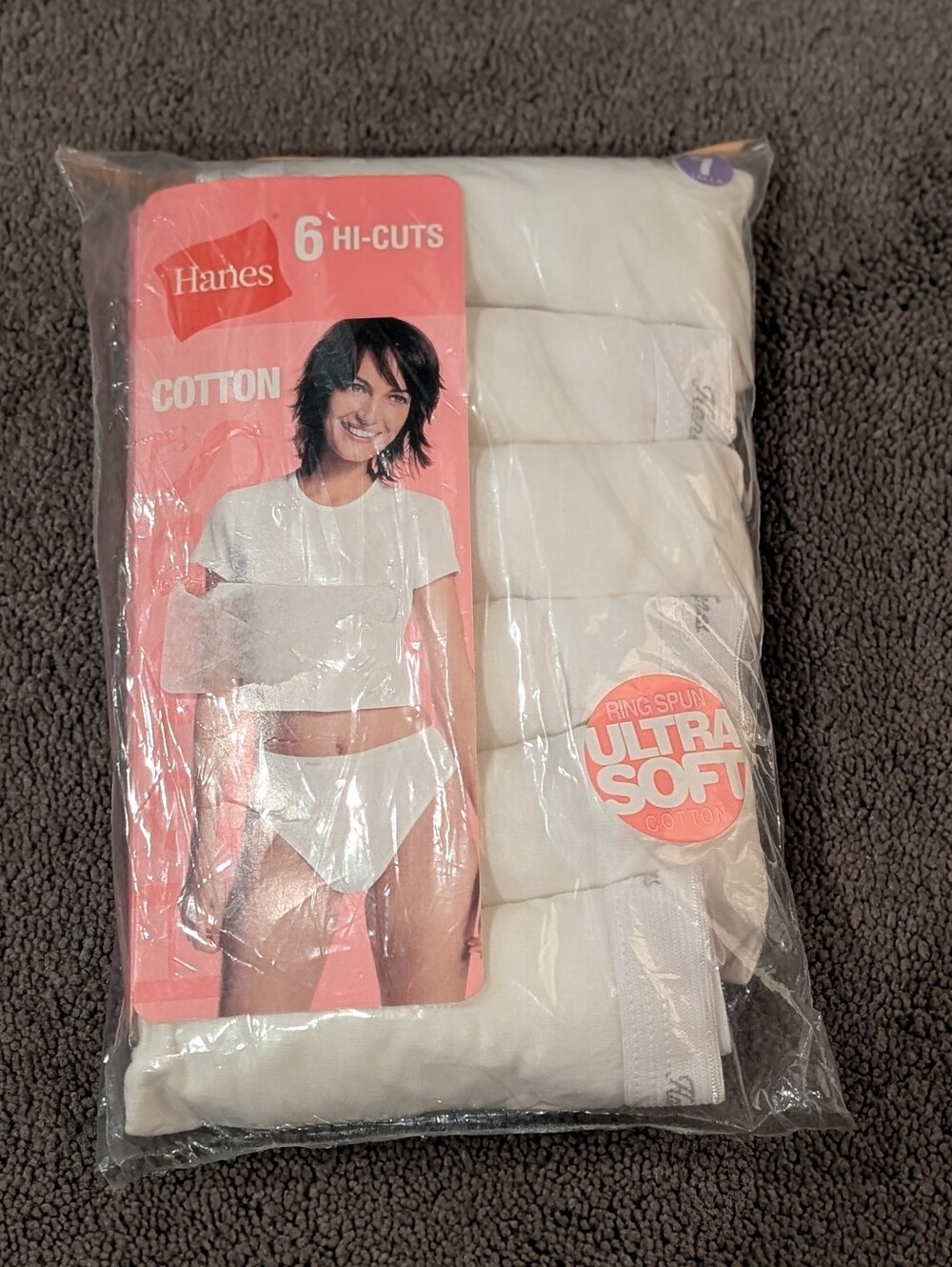 NOS 2006 Hanes Hi Cut Cotton Underwear 6 Pack Womens Sz 7 Large White NEW Sealed
